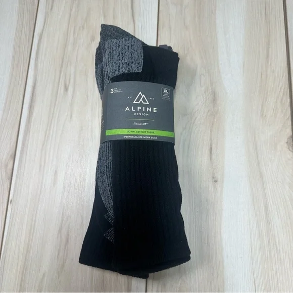 Alpine Design Performance Work‎ Crew Socks 3pk Men’s Size X-Large Shoe Sz 13-15