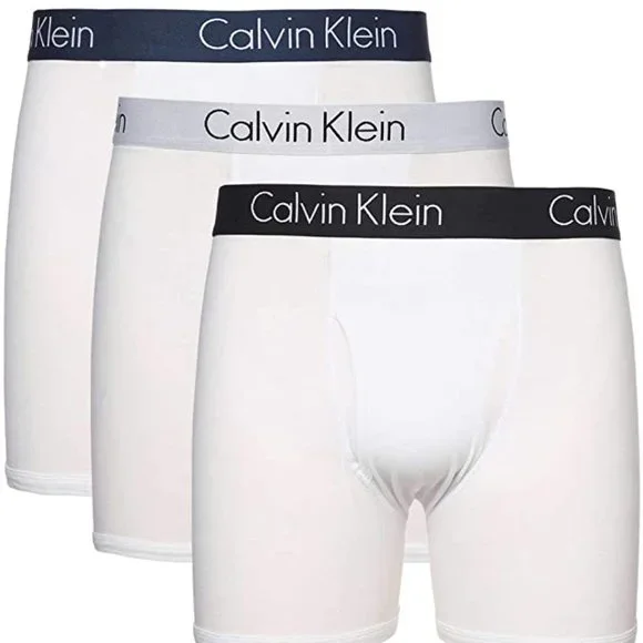 CALVIN‎ KLEIN 3 Pack White Cotton Stretch Boxer Briefs