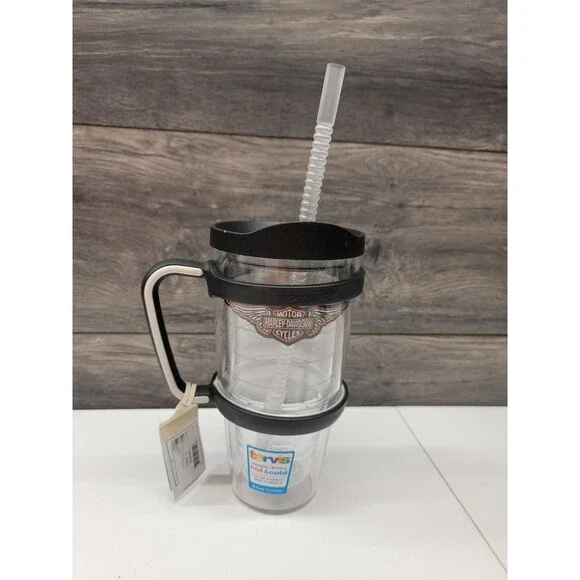 Tervis Harley-Davidson Tumbler 24 Oz Clear Flexible Straw Handle New