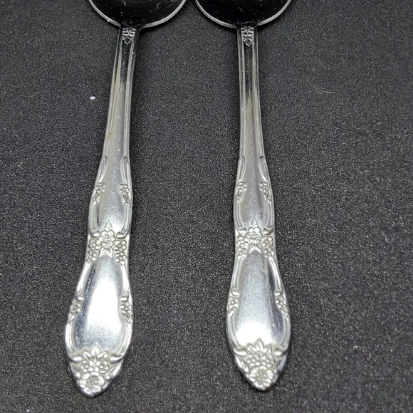 Wm A Rogers Oneida Fenway Daydream Stainless Flatware Lot‎ of 2 Serving Spoons