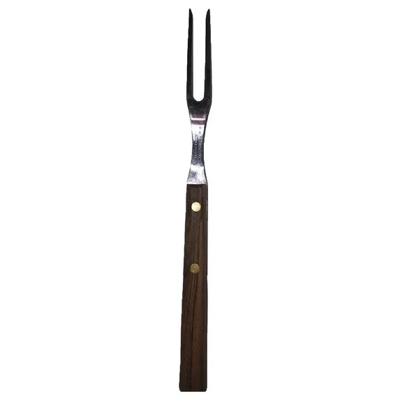 Vtg R.H. Forschner Co Carving Serving Turning‎ Fork Wood Handle Stainless Brazil