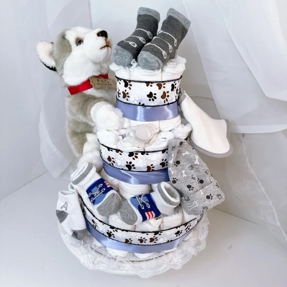 Puppy Diaper cake, Baby Shower gift