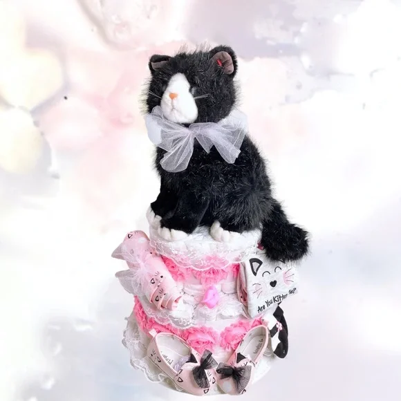 Kitten Diaper Cake, Baby Girl Shower Gift
