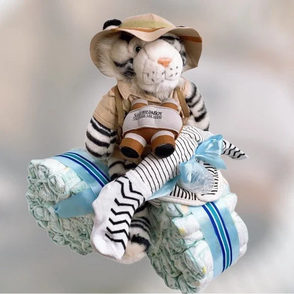Motorcycle Hunter Tiger Diaper Cake