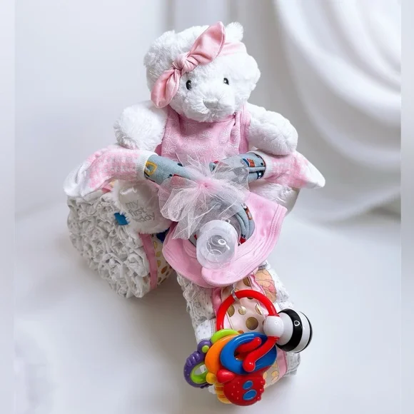 Motorcycle Girls Diaper Cake, Baby Shower Gift