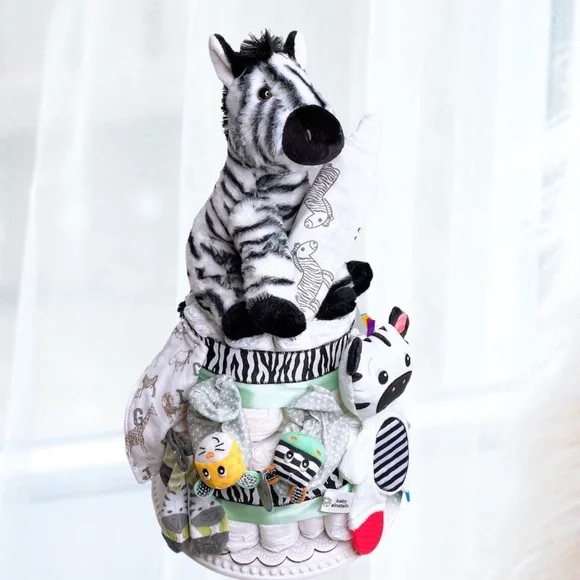 Zebra Diaper Cake, Safari Diaper Cake