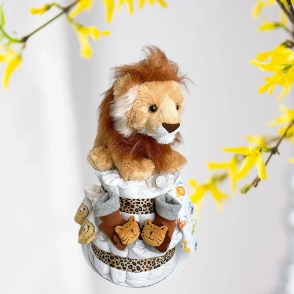Lion Diaper Cake, Safari baby Shower