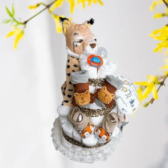 Tiger Diaper Cake, Safari Baby Shower