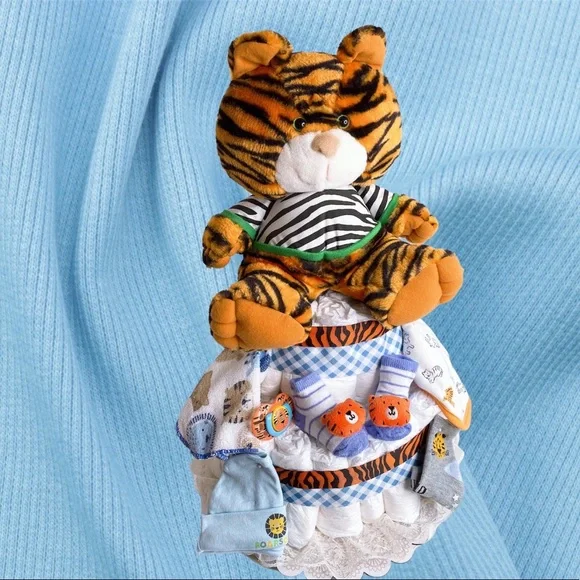 Tiger Diaper Cake, Safari themed