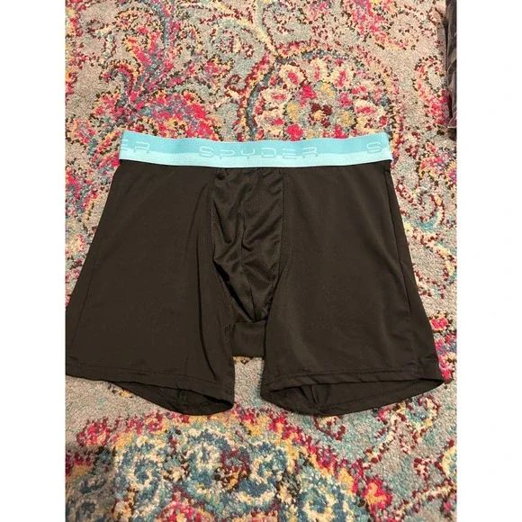 Spyder Mens Performance Boxer Briefs Black Teal Logo Waistband Medium‎ 1-Pack