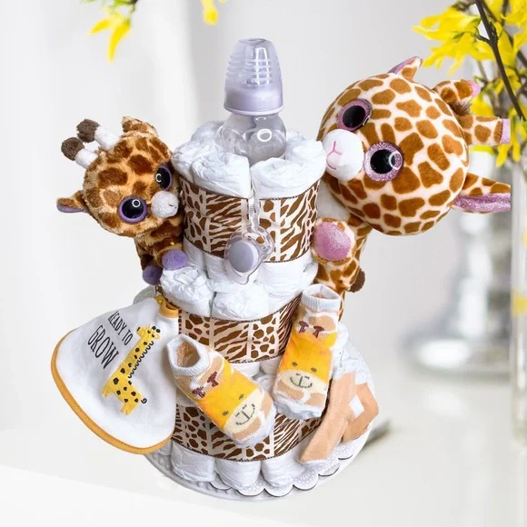 Safari Diaper Cake, Giraffe Diaper Cake
