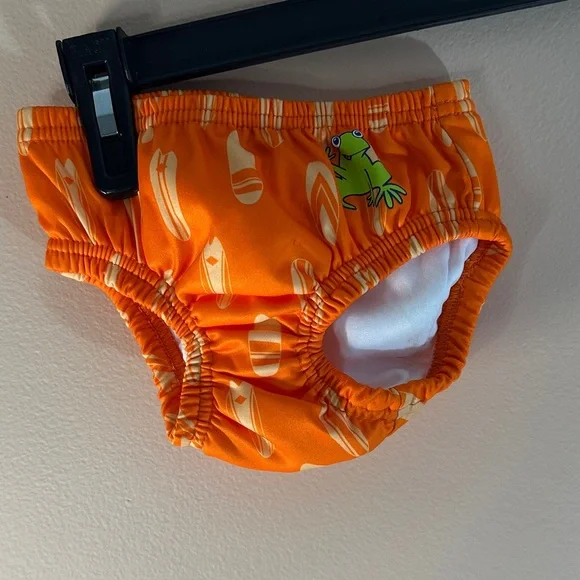 Orange Frog Print Diaper Cover
