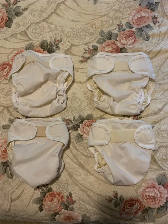 Reusable White Kids Cloth Diaper Cover - Velcro Closure