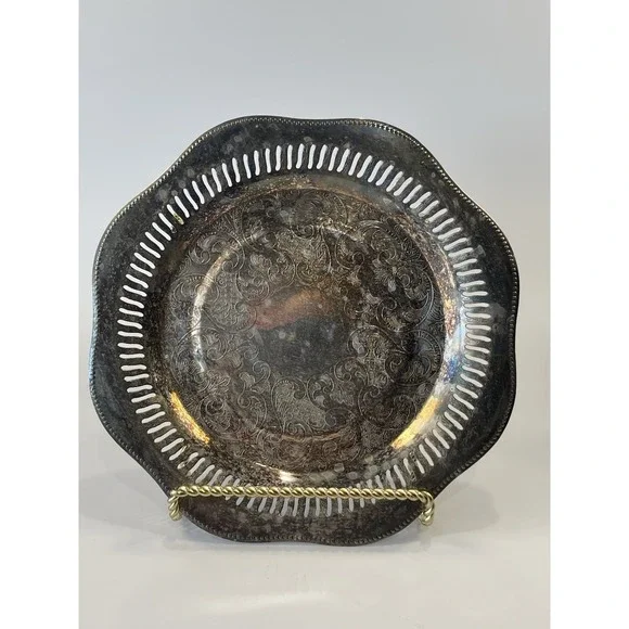 Vintage Viking Plate E.P. Brass‎ Made In Canada Small Silver Plated 9 1/4