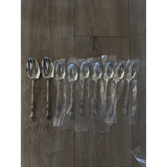 Vtg NEW 11 Imperial Flatware‎ Fleurette Oval Soup Place Spoons Serving Spoons