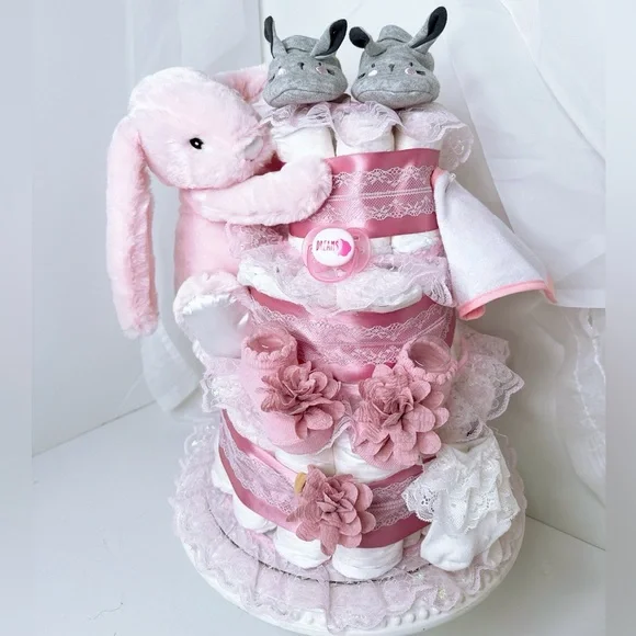 Bunny Diaper Cake, Easter Baby Shower Gift