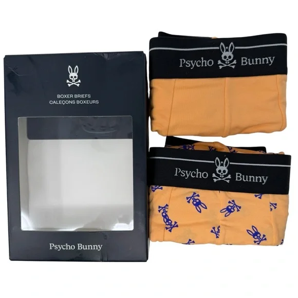 Psycho Bunny‎ Size Medium 32-34 Boxer Briefs Orange 2 pair NWT