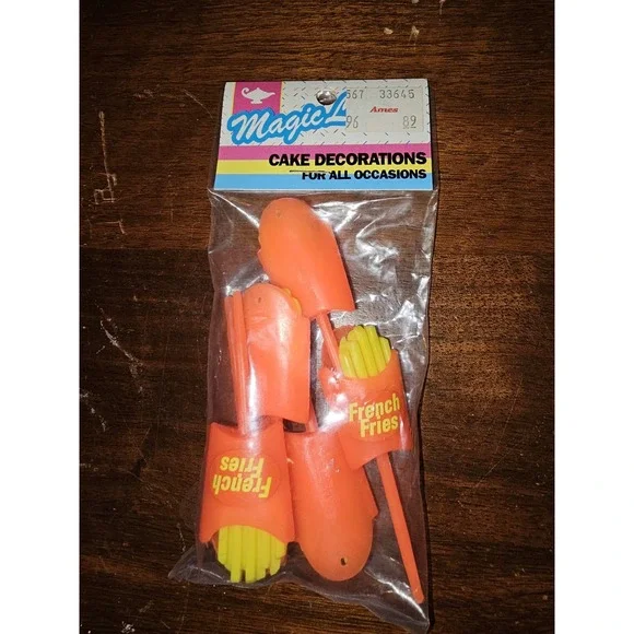 Vintage Magic Line French Fries Cake Decoration Topper cupcake
