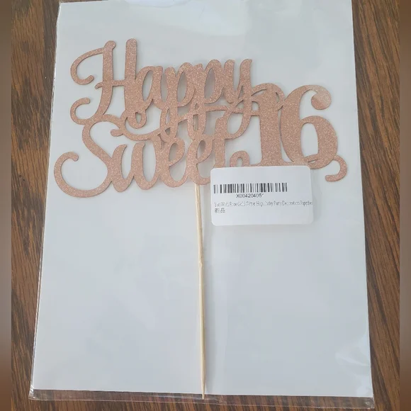 Rose Gold Happy Sweet 16 Cake Topper New