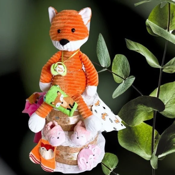 Woodland Diaper Cake, Fox Diaper Cake