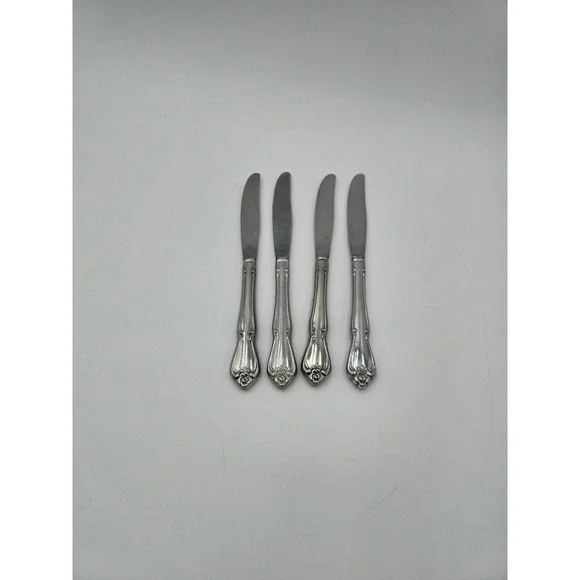 Oneida True Rose Arbor Rose dinner knives Set of 4 Rogers vintage flatware