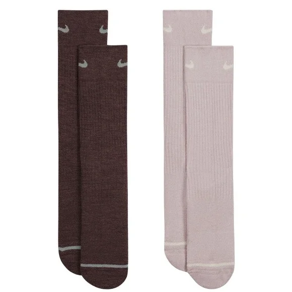 NEW 2 Pair Nike Everyday Wool Blend Men's‎ 6-8 Cushioned Crew Socks W 6-10 Brown