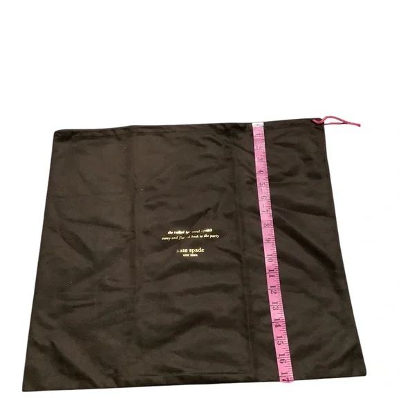 kate spade black dust pouch with pink drawstring