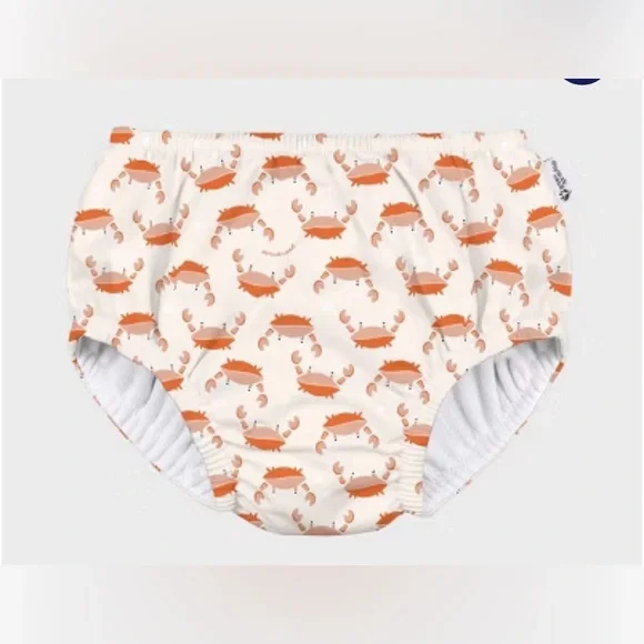 Reusable Crab Print Swim Diaper - Orange Crab