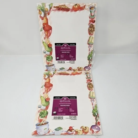 Hallmark Computer Paper 100 Sheets Food Themed Picnic Party Menu Invitations New
