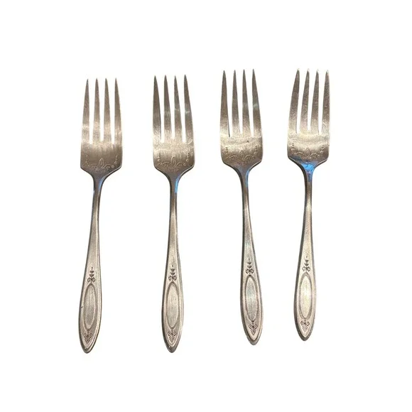 Vintage Lot of 4 Community Plate ADAM 1917 Embellished bowl Salad Forks