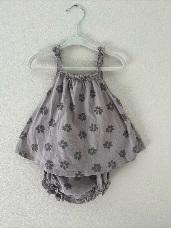 Rylee + Cru Lavender Floral Smocked-Strap Diaper Cover Set