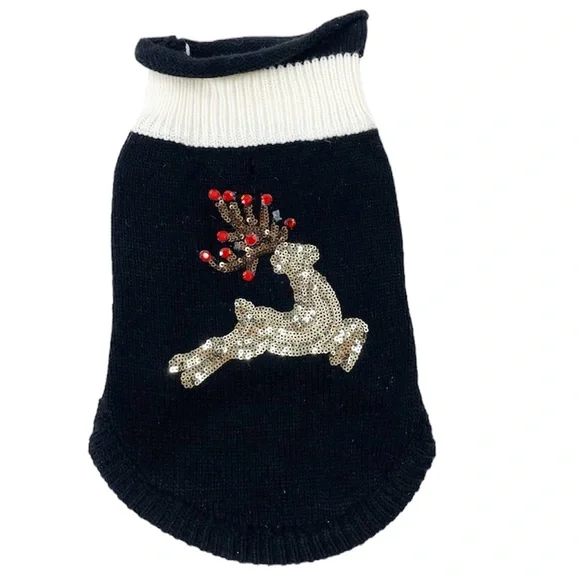 7”x13” Sequin Reindeer Small Dog Sweater