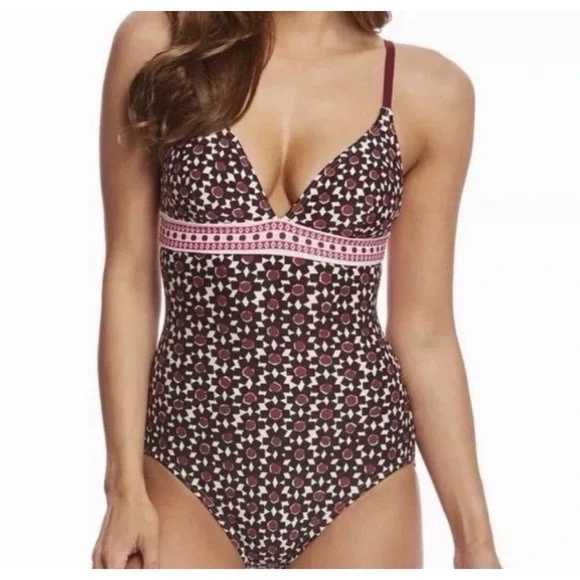 Kate Spade Womens One Piece Swimsuit Coronado Beach Triangle‎ Floral Size S