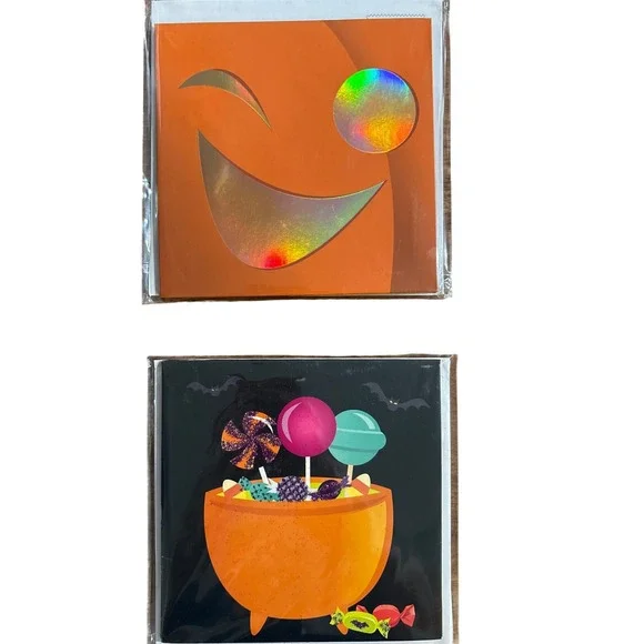 2 Treasures Halloween Pop Up Greeting Cards Pumpkin Candy Treats New Sealed‎