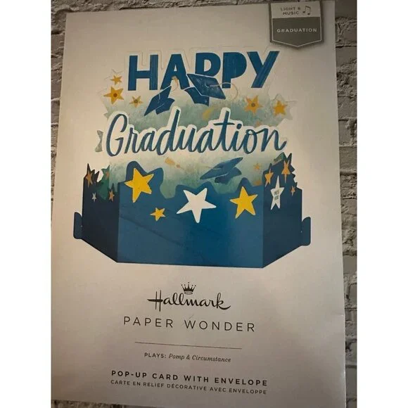 Happy Graduation - Hallmark Paper Wonder Pop-up card w/ envelope, light &‎ music