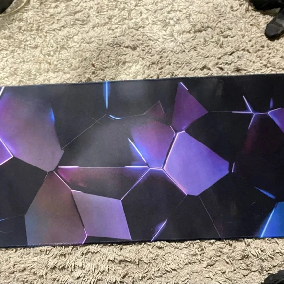 🎮 XXL Gaming Desk Mat - Purple Geometric/Honeycomb Design - 35