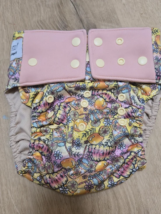 Lalabooty xl size pocket cloth diaper girly lemon print