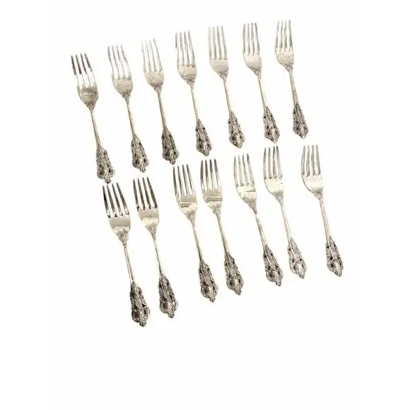 BAROQUE BY GODINGER Flatware Lot of 14 Salad / Dessert FORKS Silverplate 3305-60
