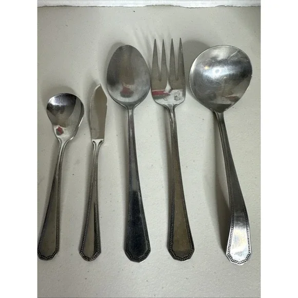 Oneida Northland Fashionpoint Stainless Japan Beaded Flatware 5 Piece Set