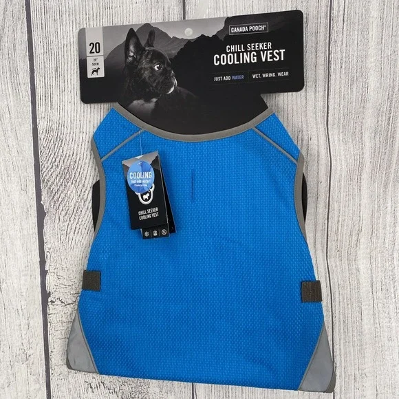 Canada Pooch Chill Seeker Cooling Vest 20 Blue Gray Mesh Harness Summer Jacket