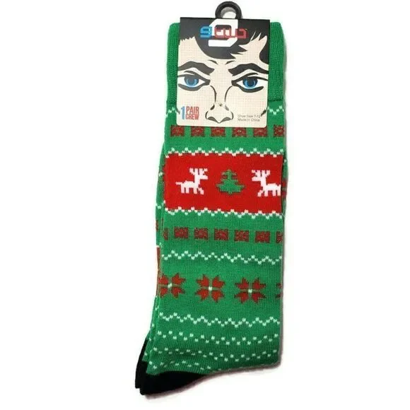 Holiday Christmas Socks Crew Mens Shoe Size 7-12 Novelty NEW‎