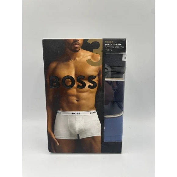Hugo Boss Power Underwear Mens 2XL Multicolor Cotton Blend Trunks‎ 3-Pack NWT