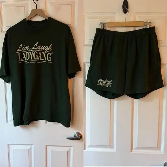 LadyGang Green Tee and Shorts Matching Set size small
