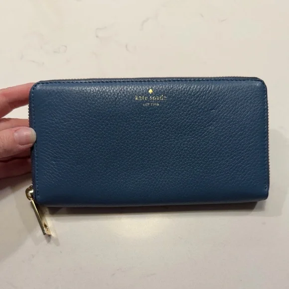 Kate Spade Blue Leather Zippy Wallet