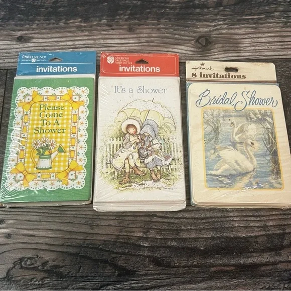 Vintage Sealed Hallmark & American Greeting Bridal Shower Invitations Set of 3