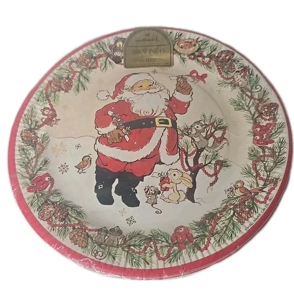 Vintage Hallmark NEW Christmas Paper Plates 9