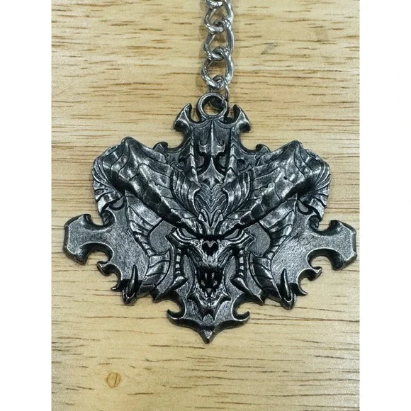 Diablo Blizzard Entertainment Metal Keychain Silver Demon Emblem Gaming Charm