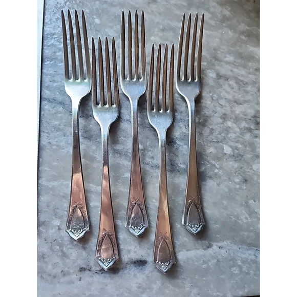 ARION SILVER PLT ANTIQUE c1916 JEWELL, Dinner FORKS, EUC, 5pc.