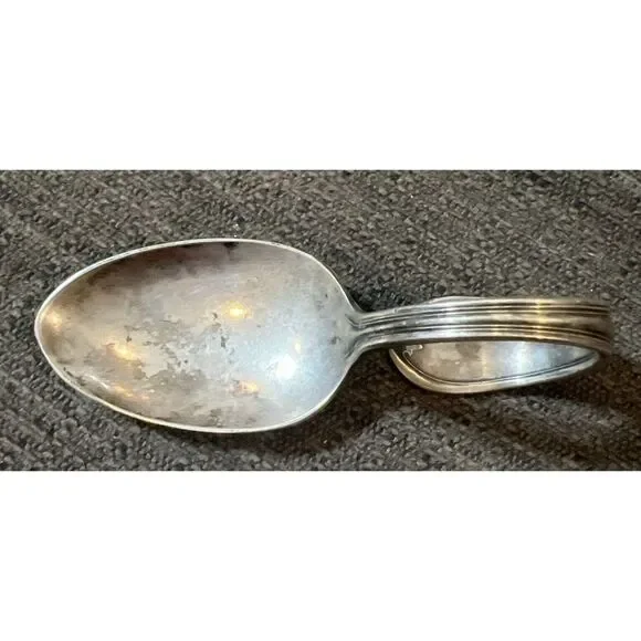 WM Rogers & Son AA Antique Curved Handle Floral‎ Spoon Silver Plate