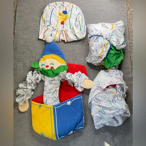 80s Judi's Heirloom Nursery Wall Decoration & Sheets Fabric Colorful Clown 40